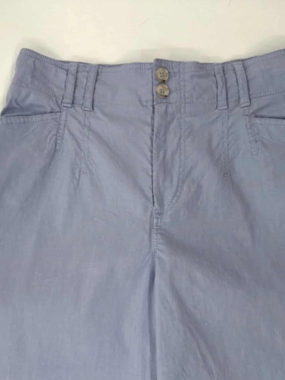 Anthropologie Pants Womens 30x26 Blue High Waist Wide Leg Flare Linen Stretch - Picture 4 of 15